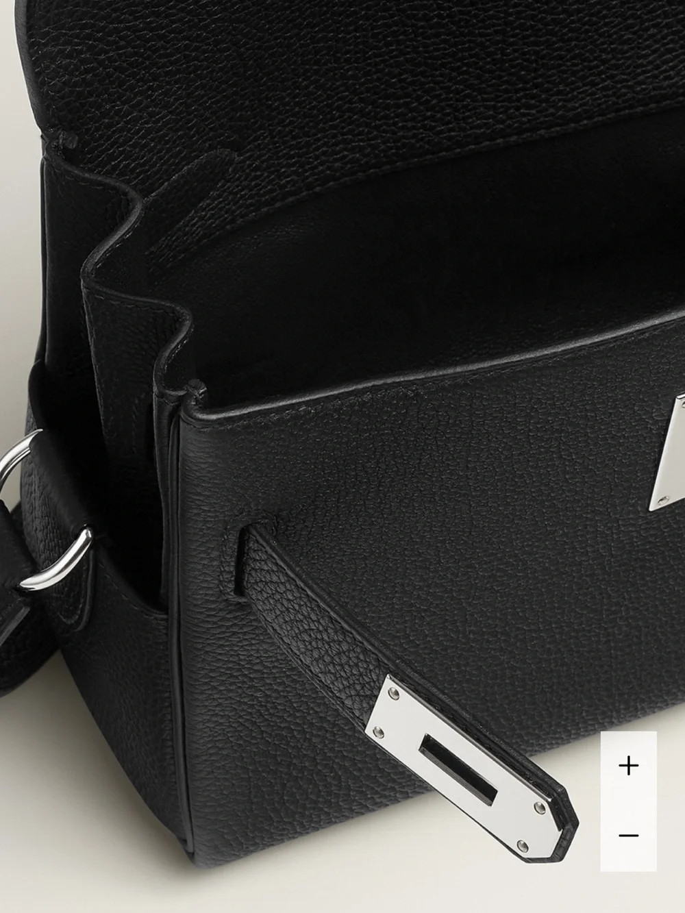 Hermes Noir Kelly Messenger Bag Togo calfskin